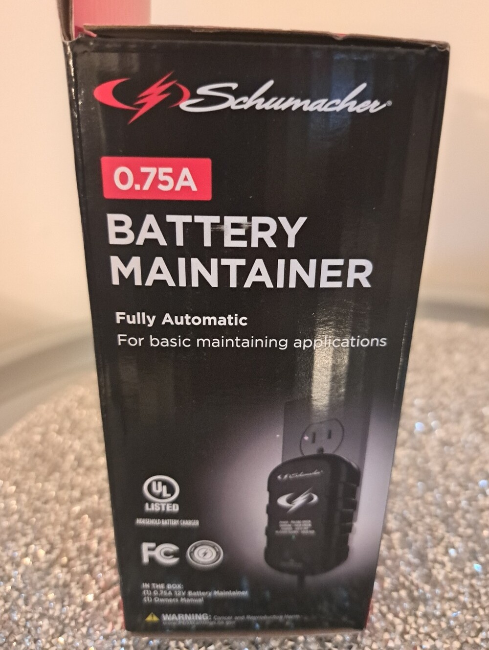 Schumacher 0.75A Black Battery Maintainer - Fully Automatic